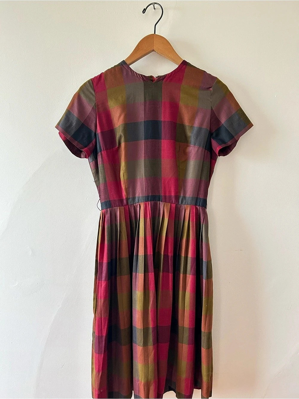 Vintage Jewel Tone Plaid Dress
